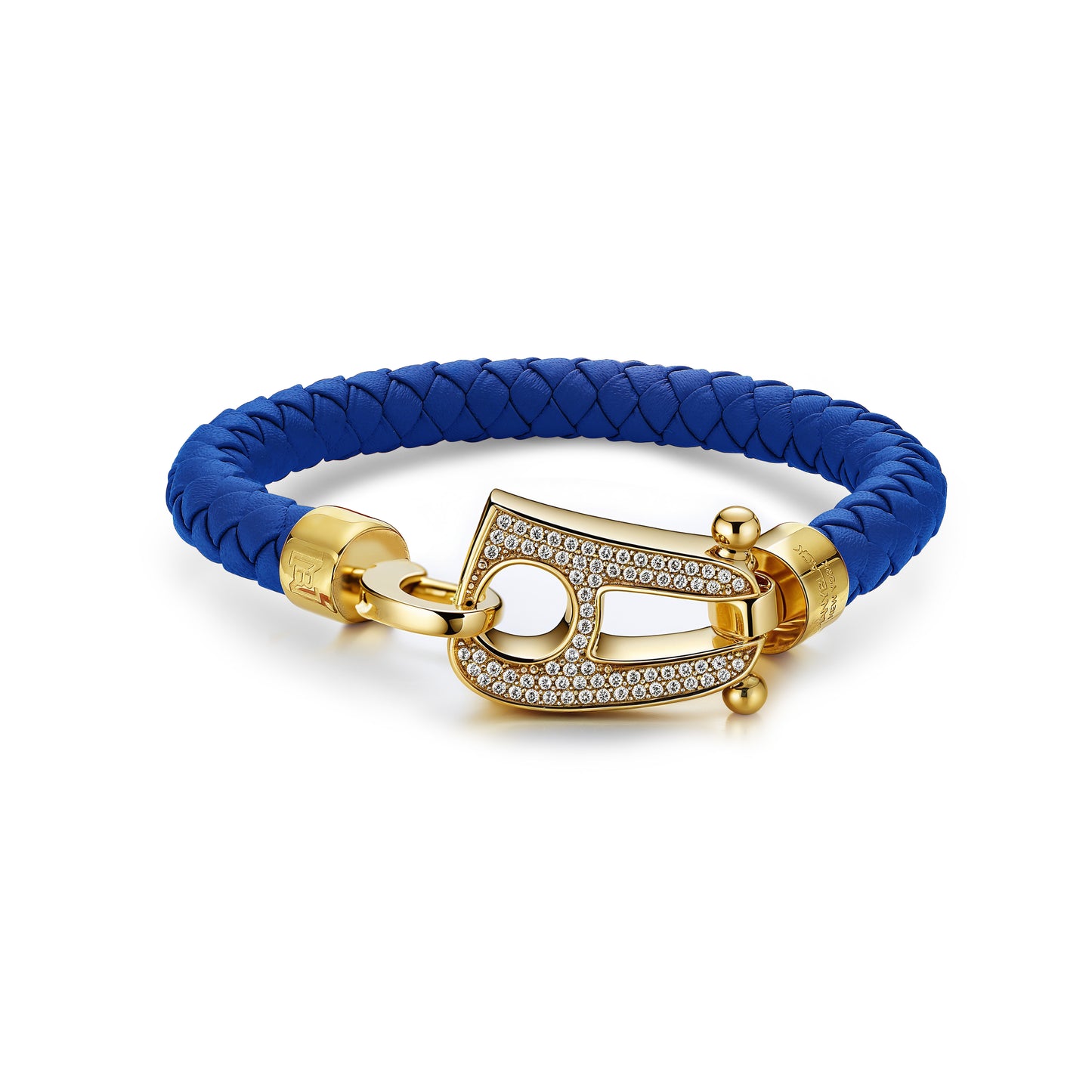 Blue Leather Gold Hardware diamond