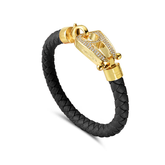 Black Leather Gold Hardware diamond