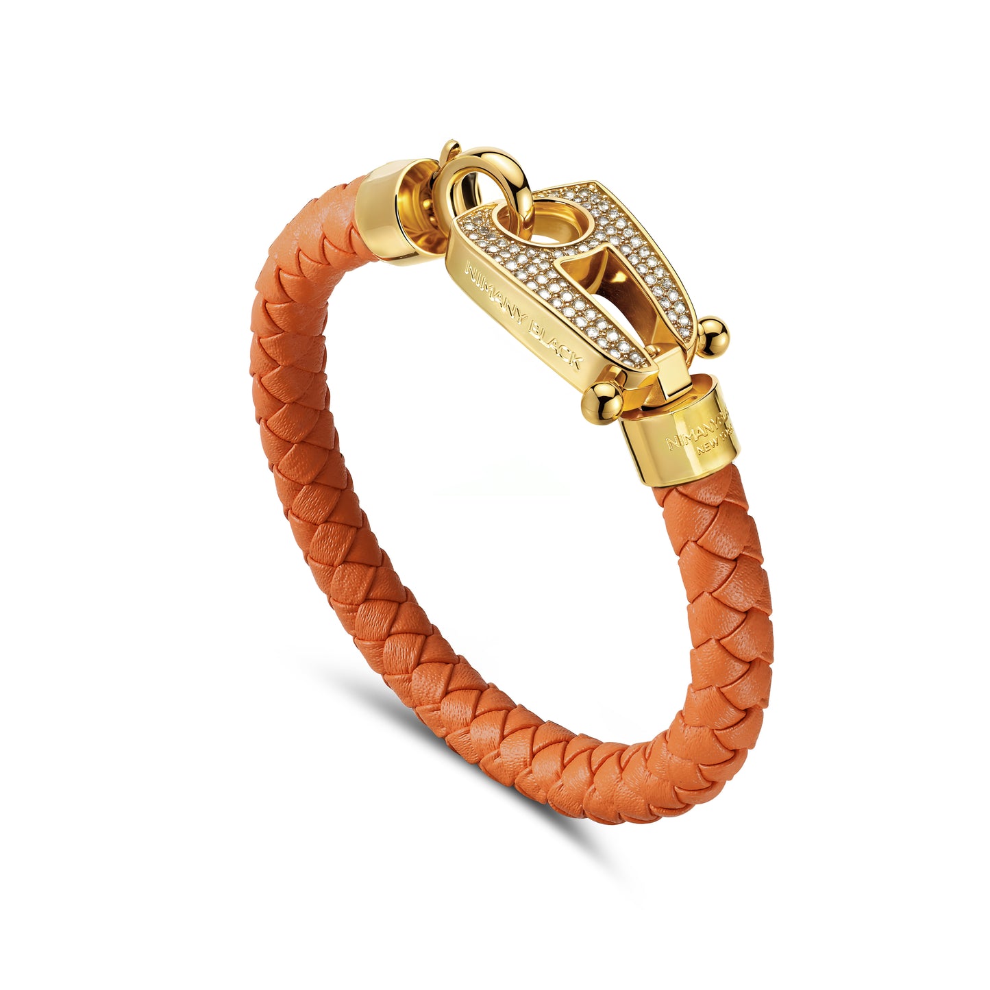 Orange Leather Gold Hardware diamond