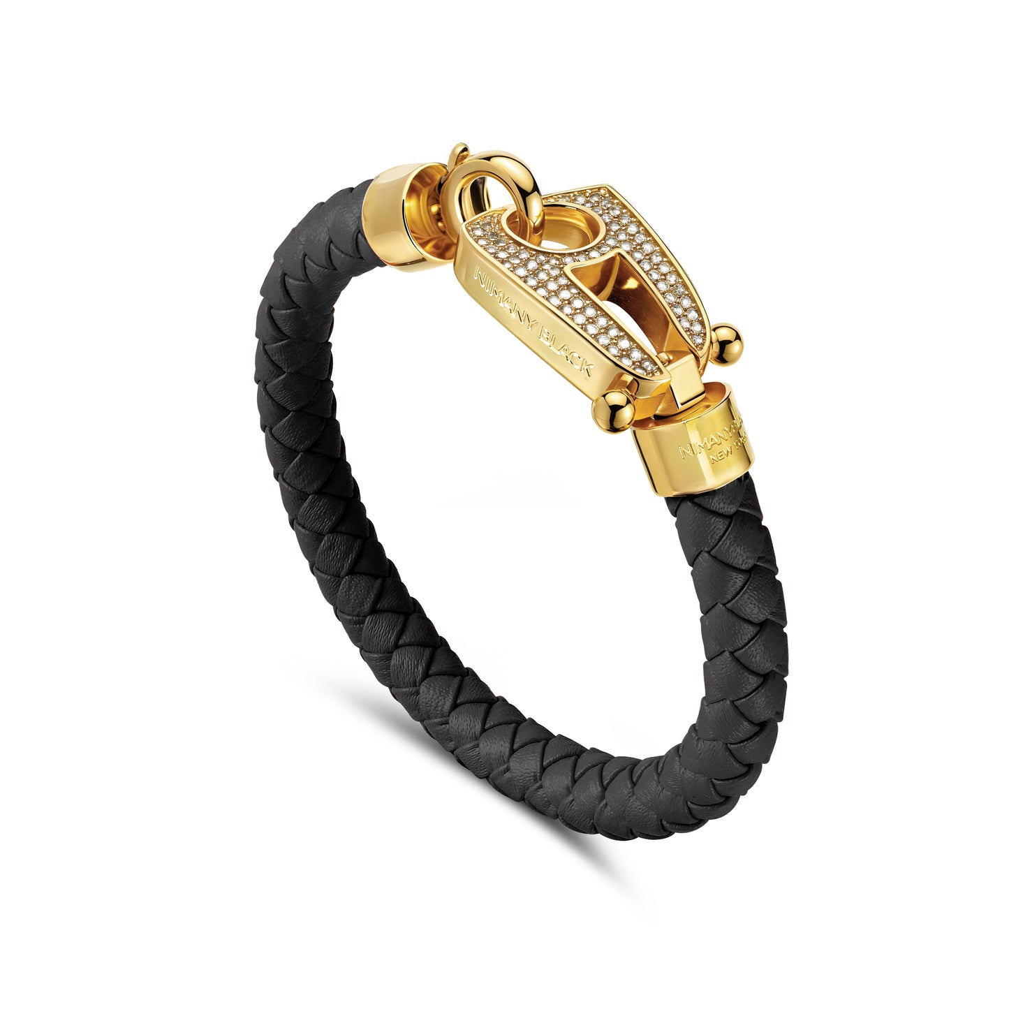 Black Leather Gold Hardware diamond