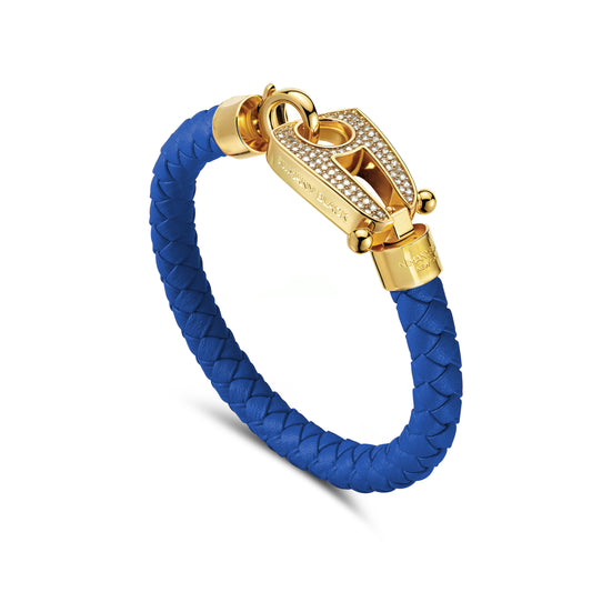 Blue Leather Gold Hardware diamond