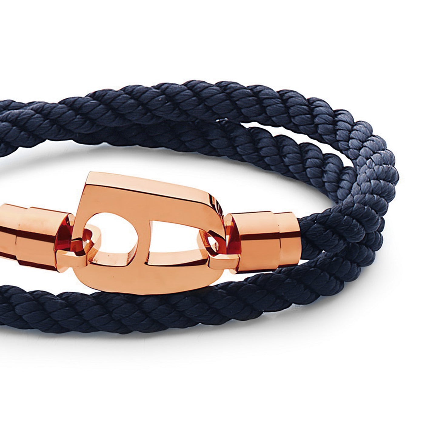 Navy Rope Polished Rose Gold