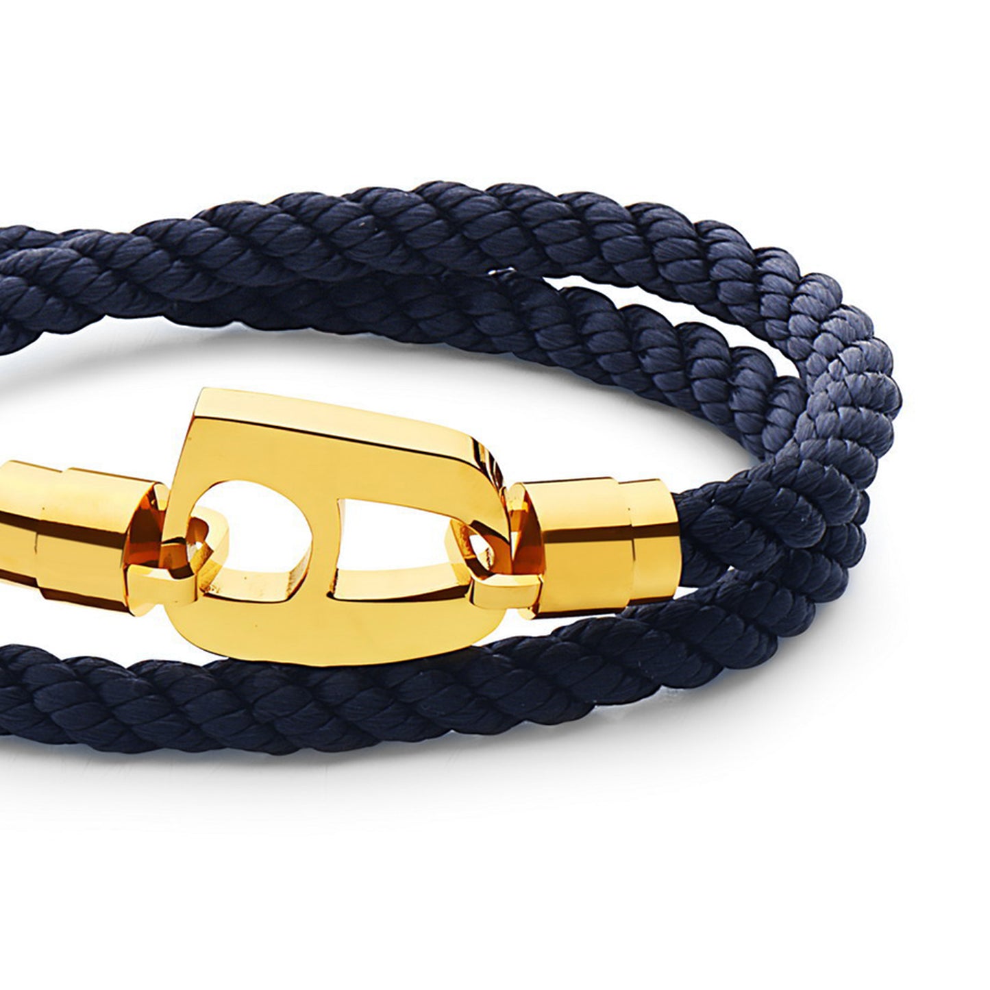 Navy Rope Polished Gold Hardware