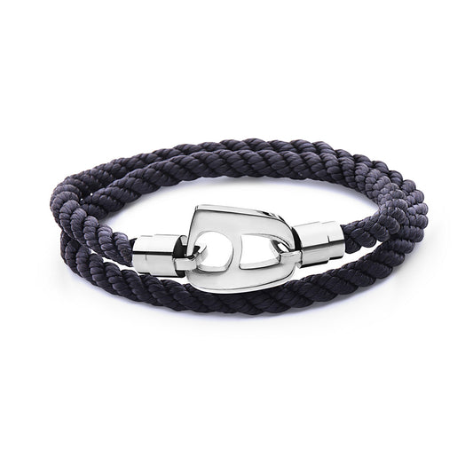 Navy Rope Polished Silver Hardware