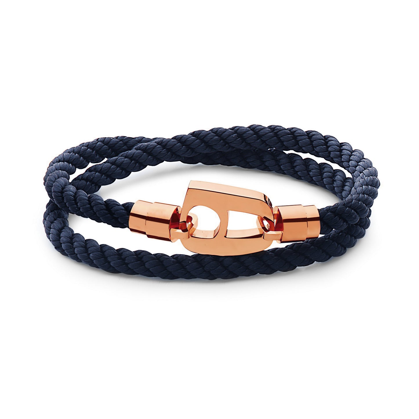 Navy Rope Polished Rose Gold