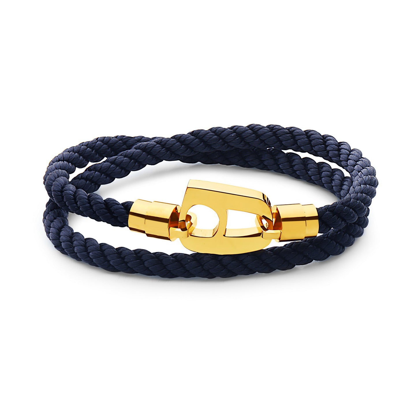 Navy Rope Polished Gold Hardware