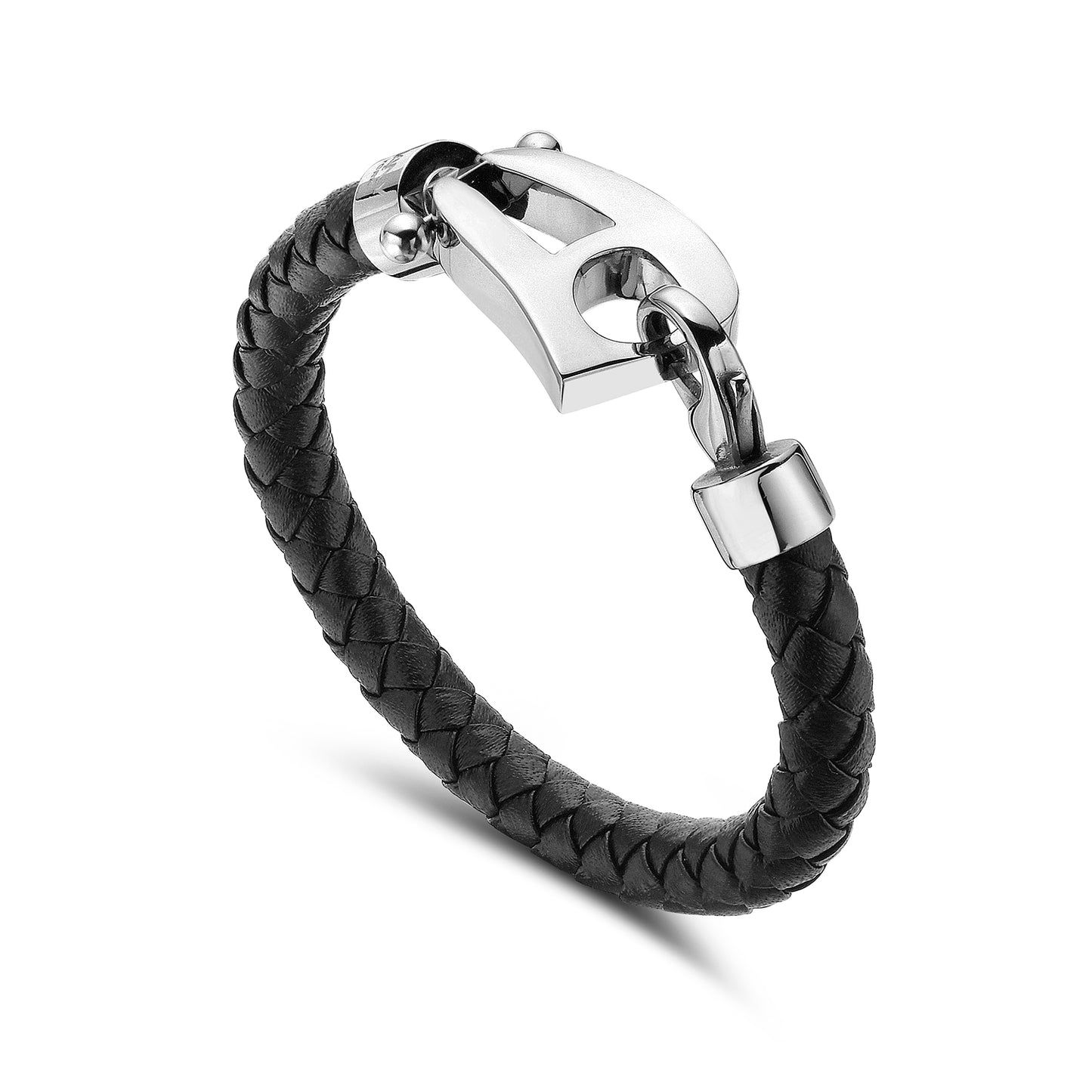 Black Leather Matt Silver Hardware