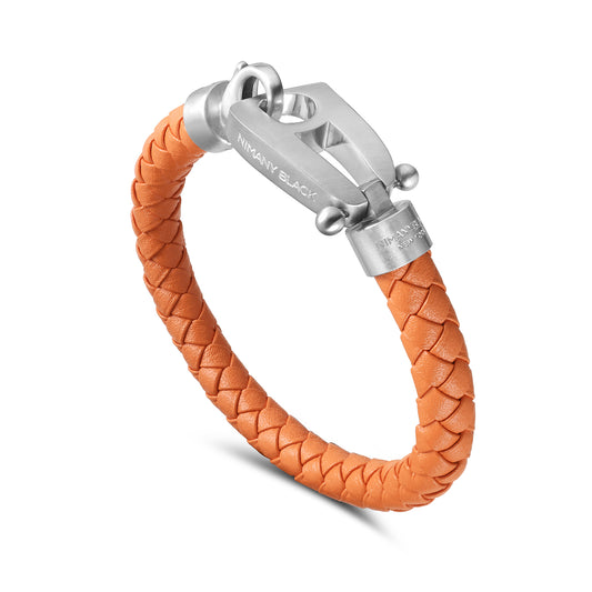 Orange Leather Matt Steel Hardware