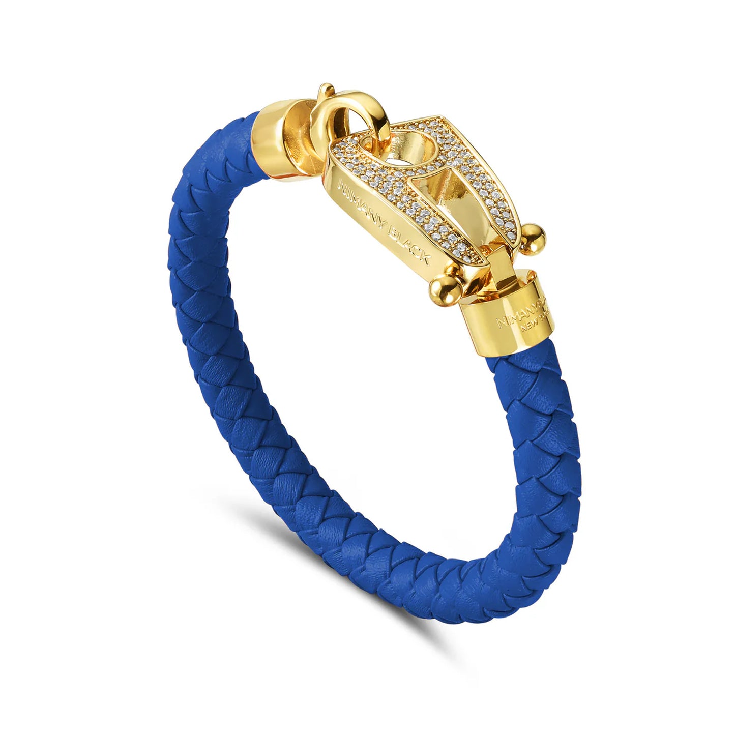 Blue Leather Gold Hardware diamond