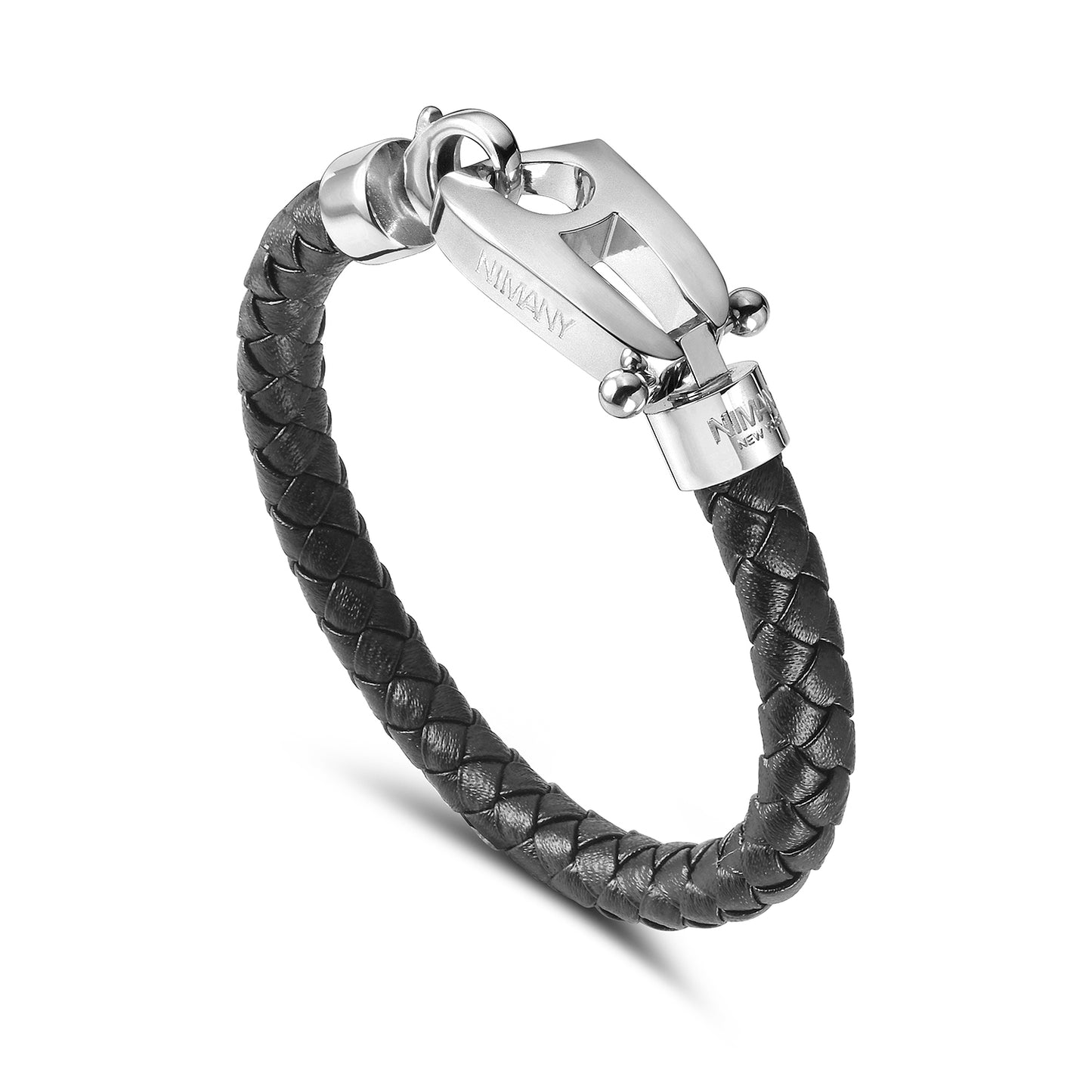 Black Leather Matt Silver Hardware